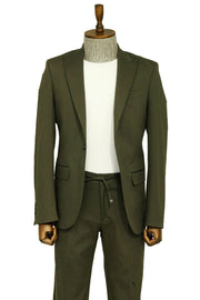 Single Buttons 2 Piece Green Men Suit - Wessi