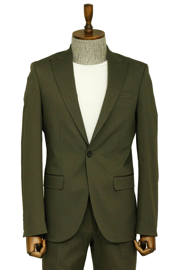 Single Buttons 2 Piece Green Men Suit - Wessi