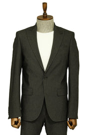 Single Buttons 2 Piece Black Men Suit - Wessi