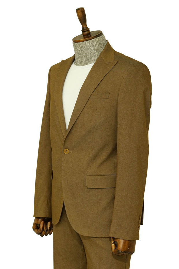 Single Buttons 2 Piece Tan Men Suit - Wessi