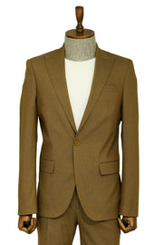 Single Buttons 2 Piece Tan Men Suit - Wessi