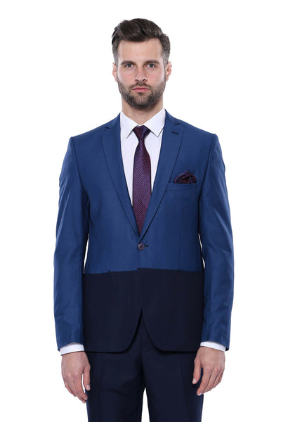 Fragmental Navy Blue Men Suit | Wessi