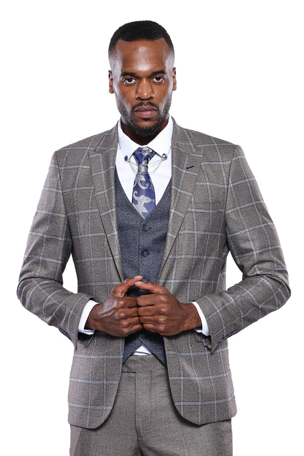 Vested Grey Men Suit - Wessi