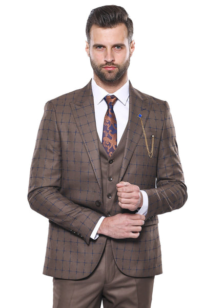 Brown Checked Suit - Wessi