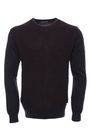 Black Diamond Patterned Circle Neck Sweater - Wessi