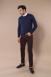 Circle Collar Navy Blue Sweater - Wessi