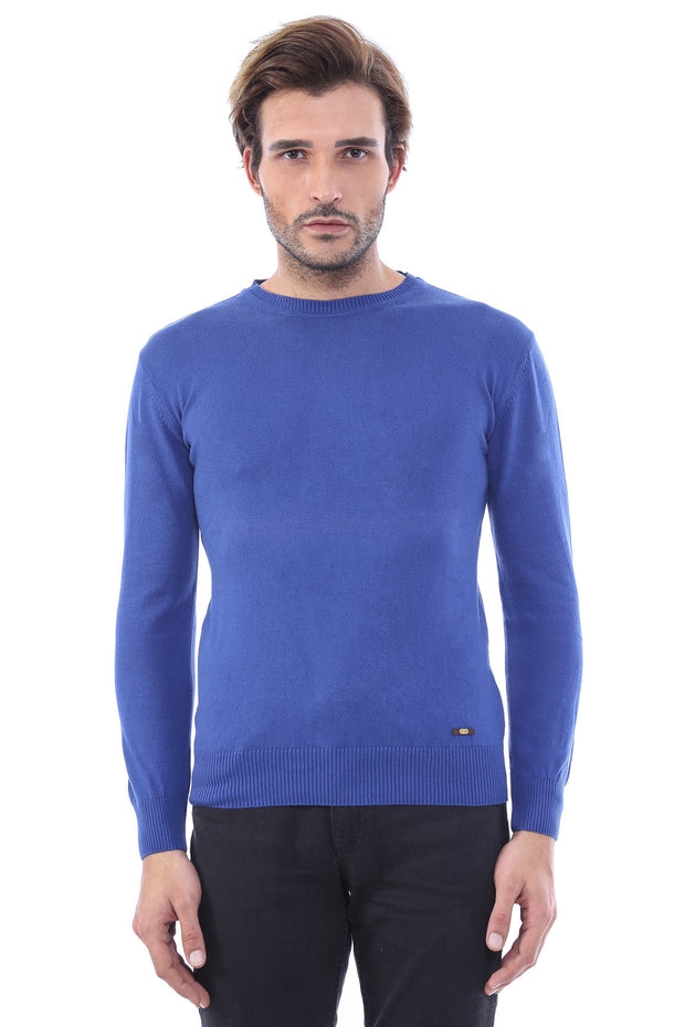 Circle Collar Indigo Color Sweater - Wessi