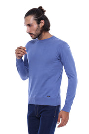 Circle Neck Blue Knitwear - Wessi