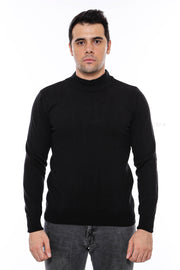 Half Turtleneck Black Knitwear Sweater - Wessi