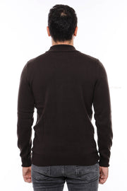 Half Turtleneck Brown Knitwear Sweater - Wessi