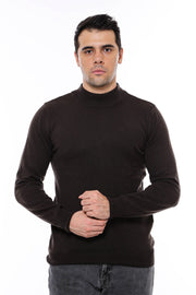 Half Turtleneck Brown Knitwear Sweater - Wessi