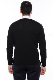 V Neck Black Men's Sweater- Wessi