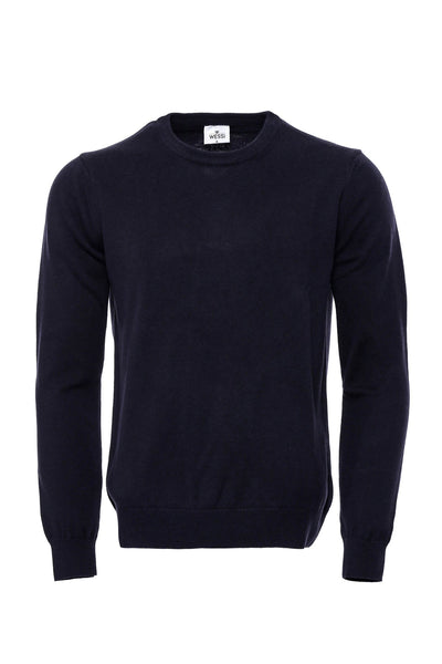 Navy Blue Crew Neck Sweater - Wessi