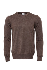 Brown Crew Neck Men Sweater - Wessi