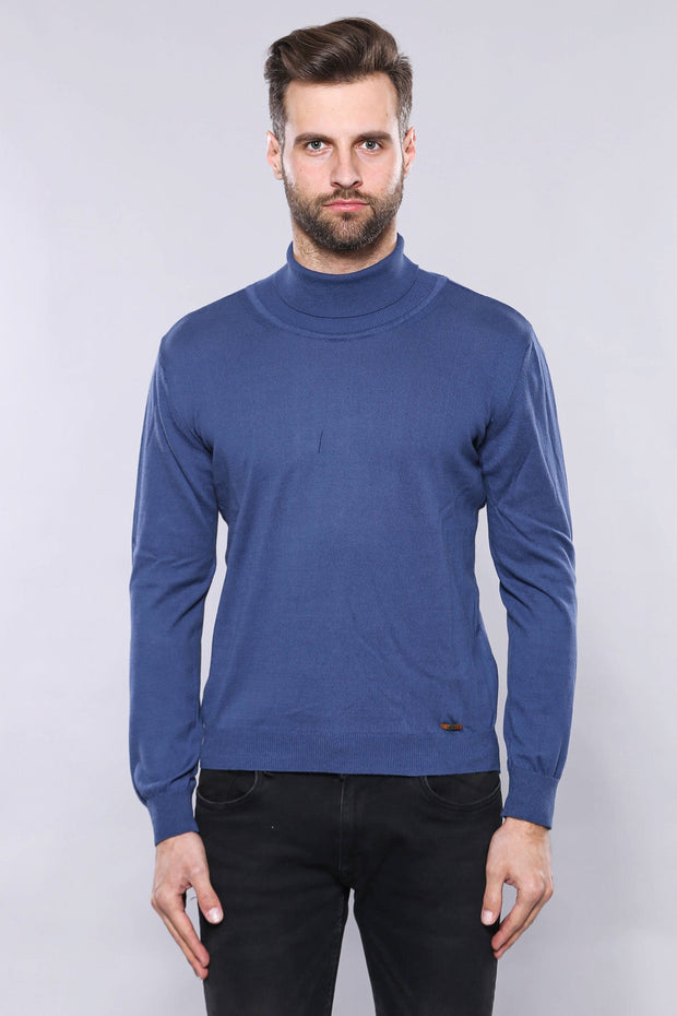 Turtleneck Blue Sweater | Wessi