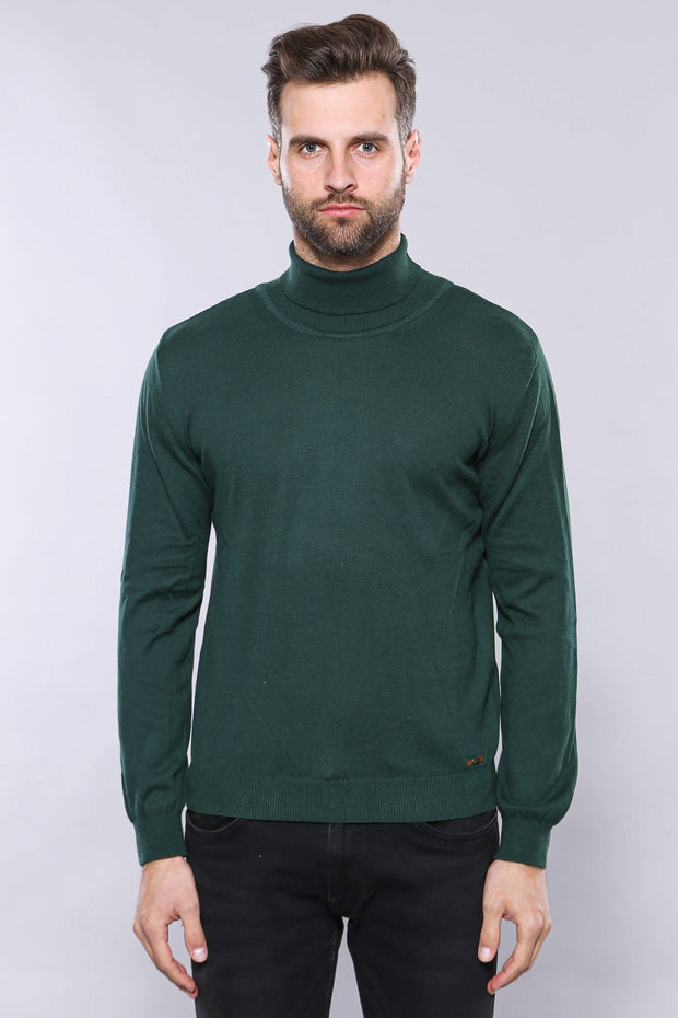 Turtleneck Green Men Sweater - Wessi