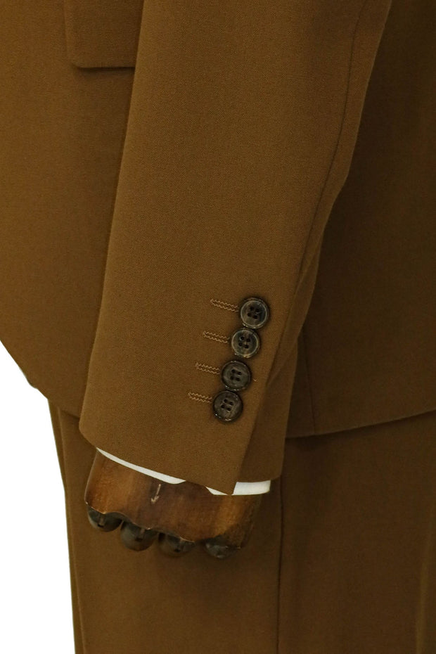 Three Piece Slim Fit Single Button Tan Men Suit