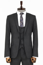 Slim Fit Patterned Anthracite Men Suit - Wessi