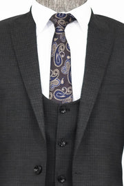 Slim Fit Patterned Anthracite Men Suit - Wessi