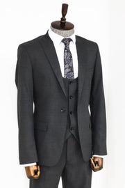 Slim Fit Patterned Anthracite Men Suit - Wessi