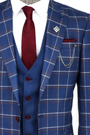 Checked Blue Men Suit - Wessi