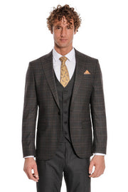 Checked Slim Fit Anthracite Men Suit - Wessi