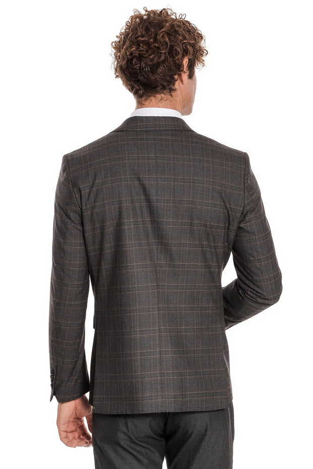 Checked Slim Fit Anthracite Men Suit - Wessi