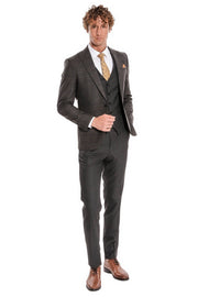 Checked Slim Fit Anthracite Men Suit - Wessi