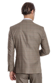 Checked Slim Fit Brown Men Suit - Wessi