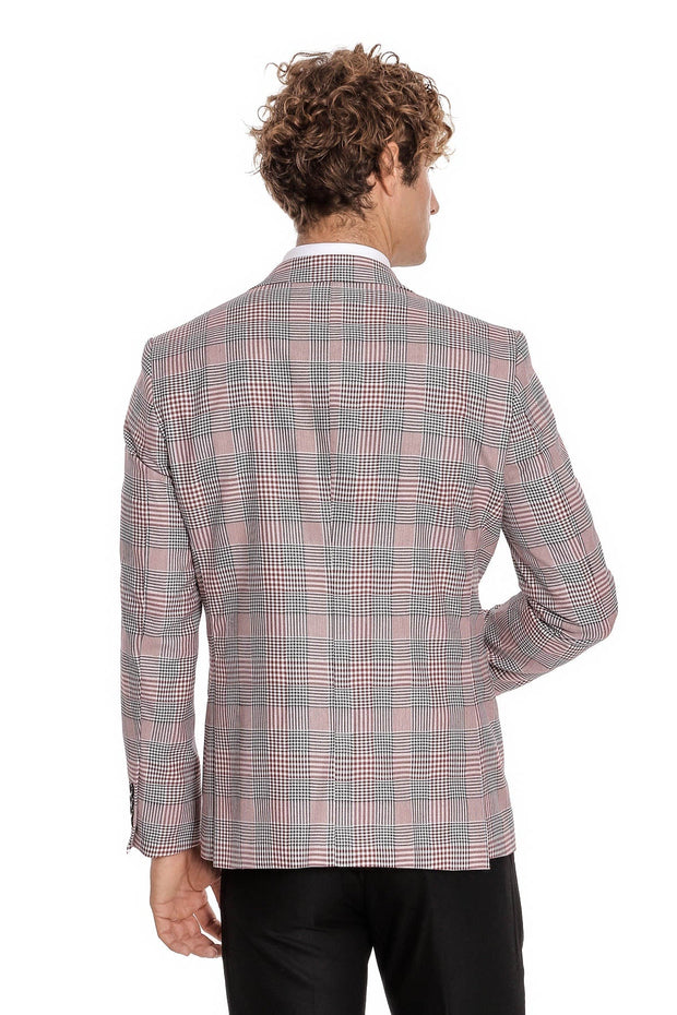 Checked Slim Fit Burgundy Men Suit - Wessi