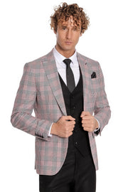 Checked Slim Fit Burgundy Men Suit - Wessi