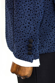 Shiny Dot Patterned Navy Blue Men Prom Blazer - Wessi