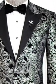 Gold Patterned Over Grey Men Prom Blazer - Wessi