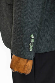 Slim Fit Patterned Dark Green Men Blazer - Wessi