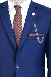 Two Buttons Two Piece Blue Men Suit - Wessi