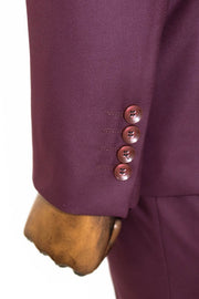 Two Buttons Two Piece Burgundy Men Suit - Wessi