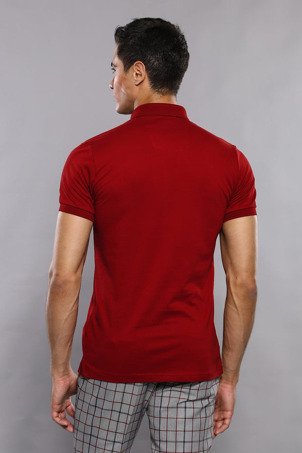 Basic Claret Red Men Polo T-Shirt - Wessi