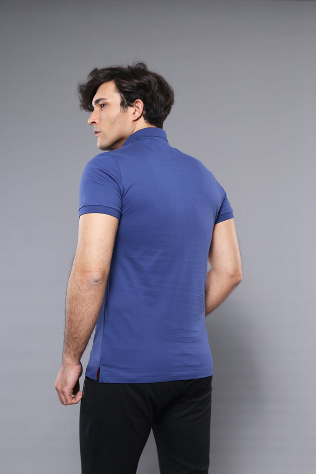 Polo Plain Indigo Blue Men T-Shirt - Wessi