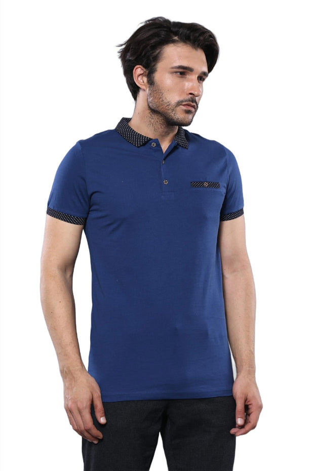 Men's Blue Polo T-Shirt Navy Detailed | Wessi