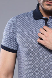 Blue Patterned Polo Men T-Shirt | Wessi