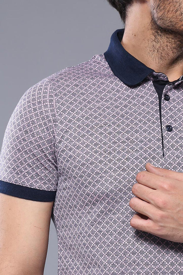 Patterned Pink Polo Men T-Shirt | Wessi