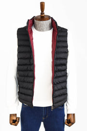 Reversible Quilted Standing Collar Black Men Down Vest - Wessi