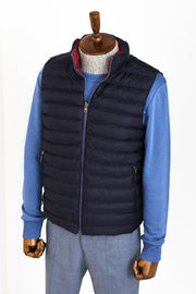 Reversible Quilted Standing Collar Navy Blue Men Down Vest - Wessi