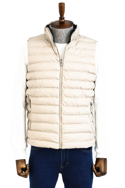 Reversible Puffer Cream Men Down Vest - Wessi