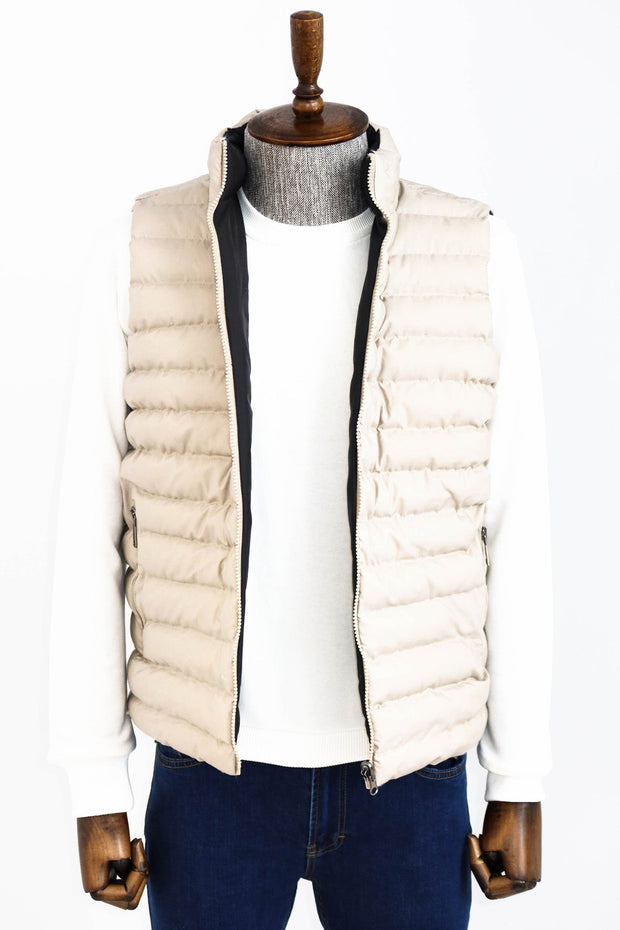 Reversible Puffer Cream Men Down Vest - Wessi