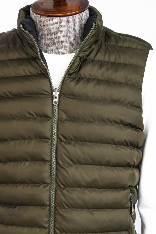 Reversible Puffer Green Men Down Vest - Wessi