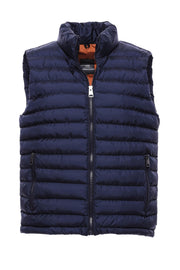 Quilted Zippered Navy Blue Men Down Vest - Wessi