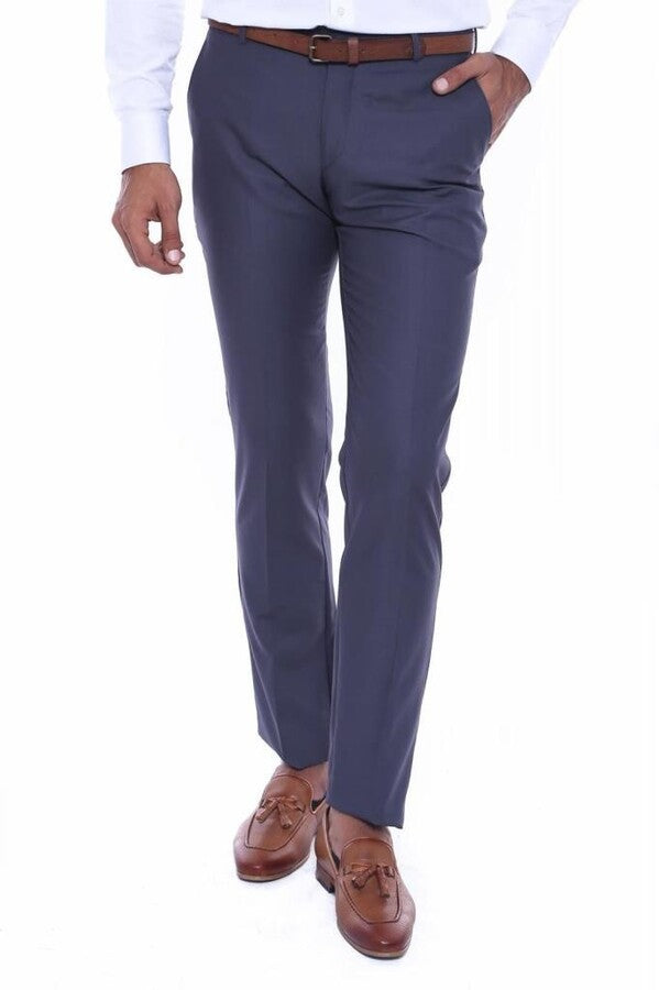 Anthracite Slim Fit Plain Men Pants - Wessi