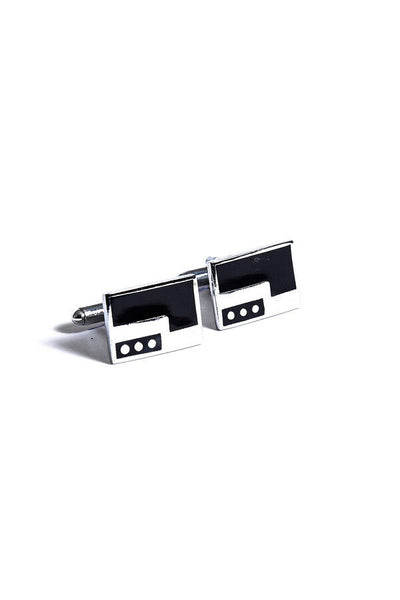 Asymmetric Silver Gem Detailed Cufflink  - Wessi