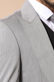 Black Double Breasted Vest Grey Men Suit - Wessi